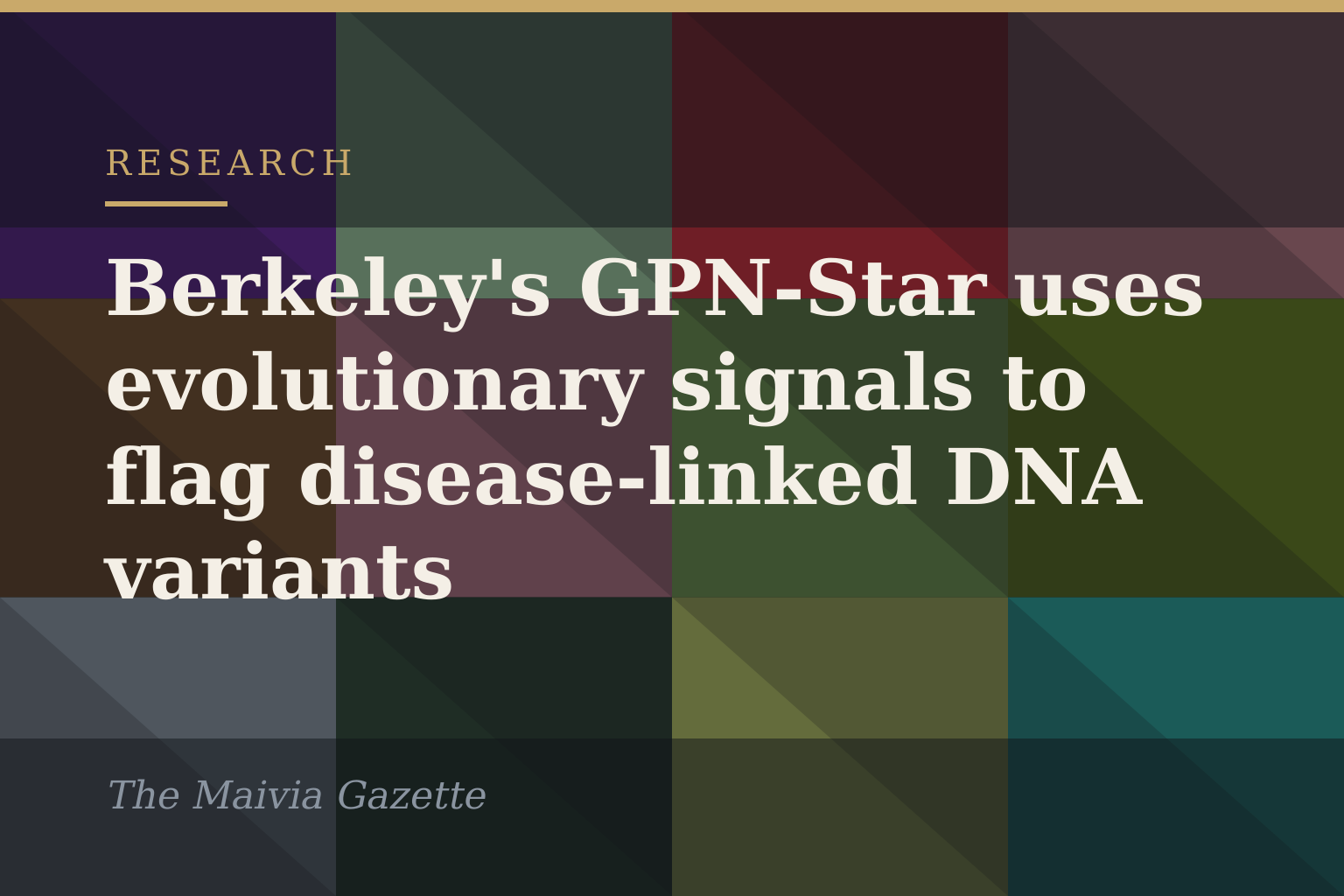 Typographic card: Berkeley's GPN-Star uses evolutionary signals to flag disease-linked DNA variants
